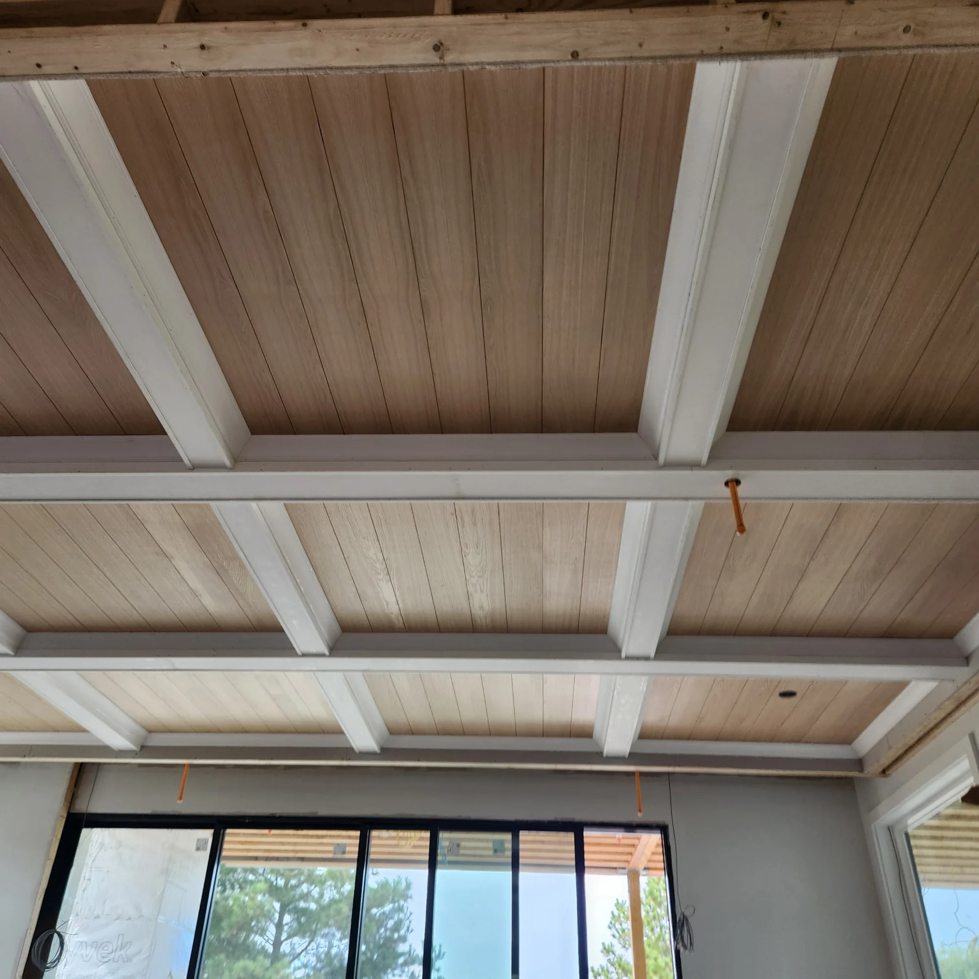Unfinished coffered ceiling